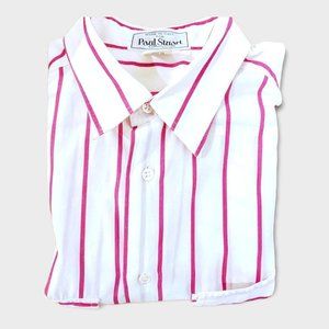 Paul Stuart Mens Striped Short Sleeve Button Down Shirt 100% Cotton in S/M